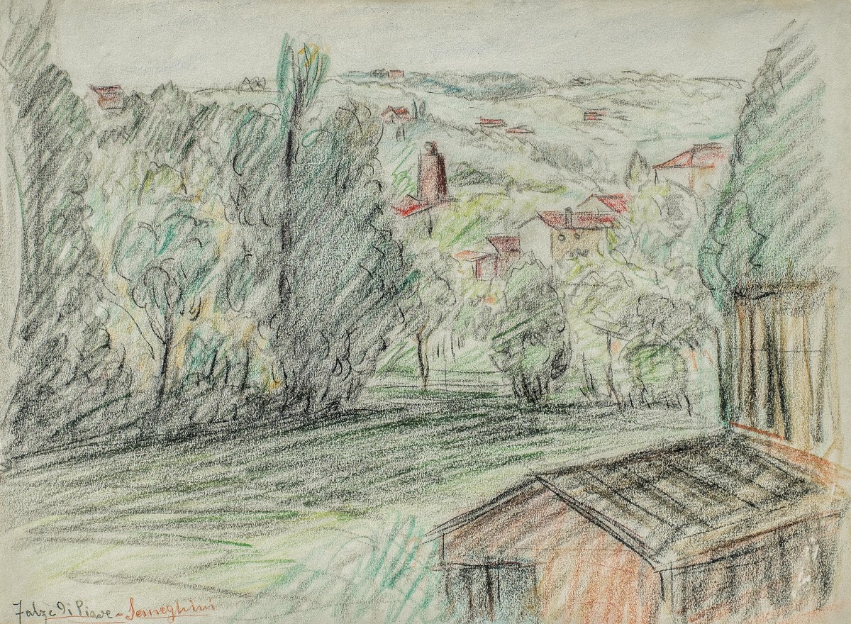 Pio Semeghini (Quistello 1878 - Verona 1964) - Falzè di Piave.-photo-2