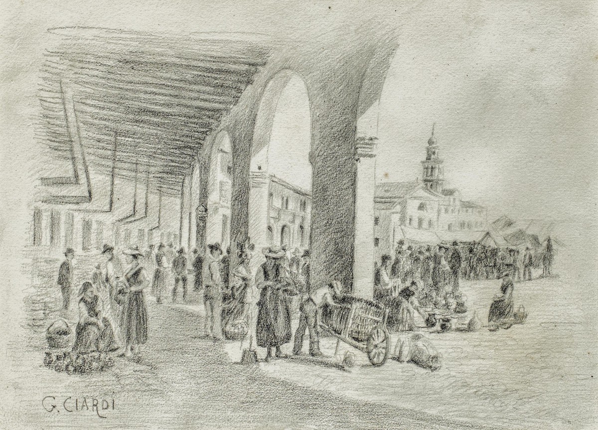 Guglielmo Ciardi (Venezia 1842 - Venezia 1917) - Mercato di Badoere.-photo-2