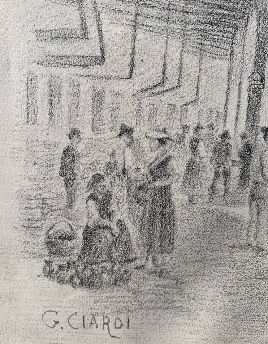 Guglielmo Ciardi (Venezia 1842 - Venezia 1917) - Mercato di Badoere.-photo-2