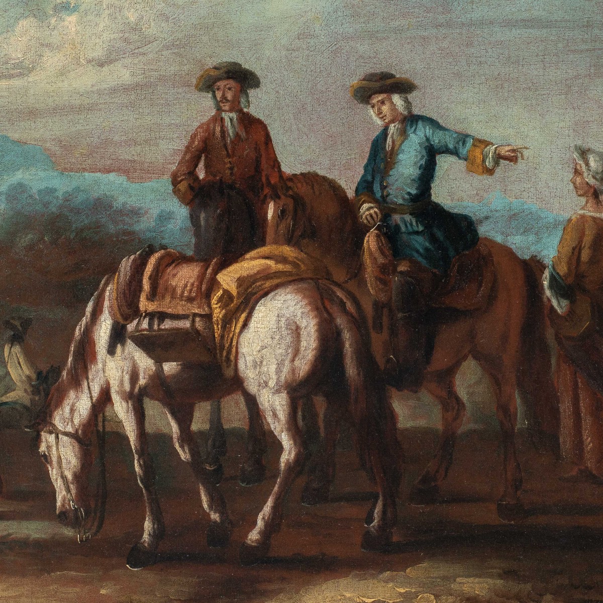 Giuseppe Zais (Forno di Canale 1709 - Treviso 1784) - Paesaggio con cavalieri in sosta.-photo-2