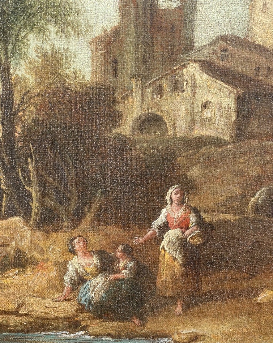 Giuseppe Zais (Forno di Canale 1709 - Treviso 1784) - Paesaggio con pastorelle.-photo-2