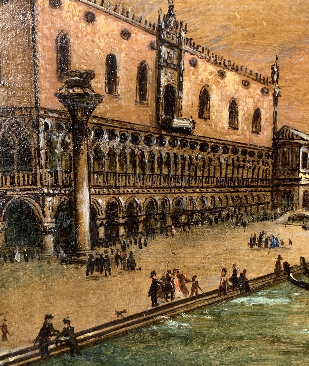 Pittore veneziano (XIX) - Venezia, veduta del Bacino di San Marco verso la Riva degli Schiavoni-photo-1