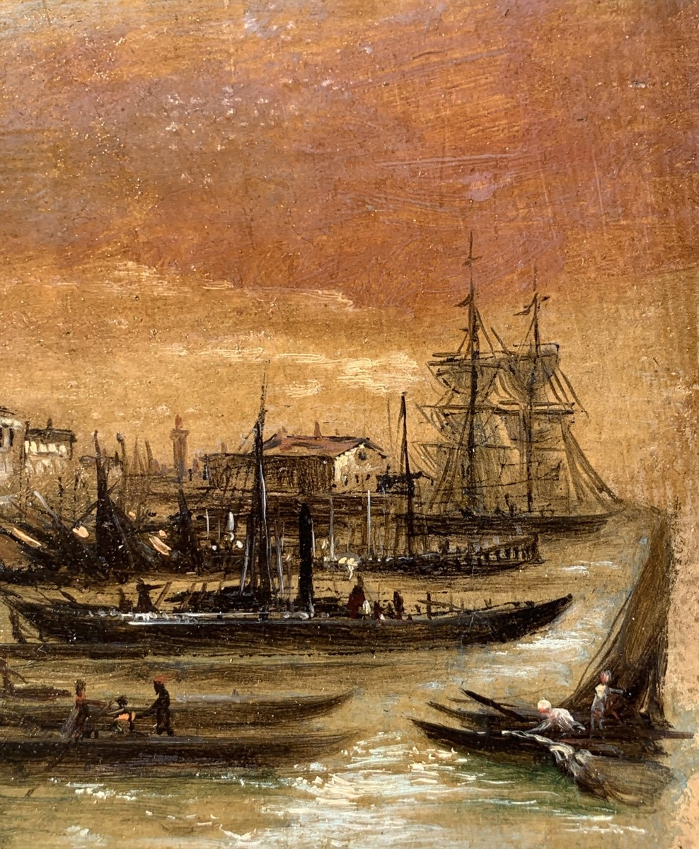 Pittore veneziano (XIX) - Venezia, veduta del Bacino di San Marco verso la Riva degli Schiavoni-photo-2