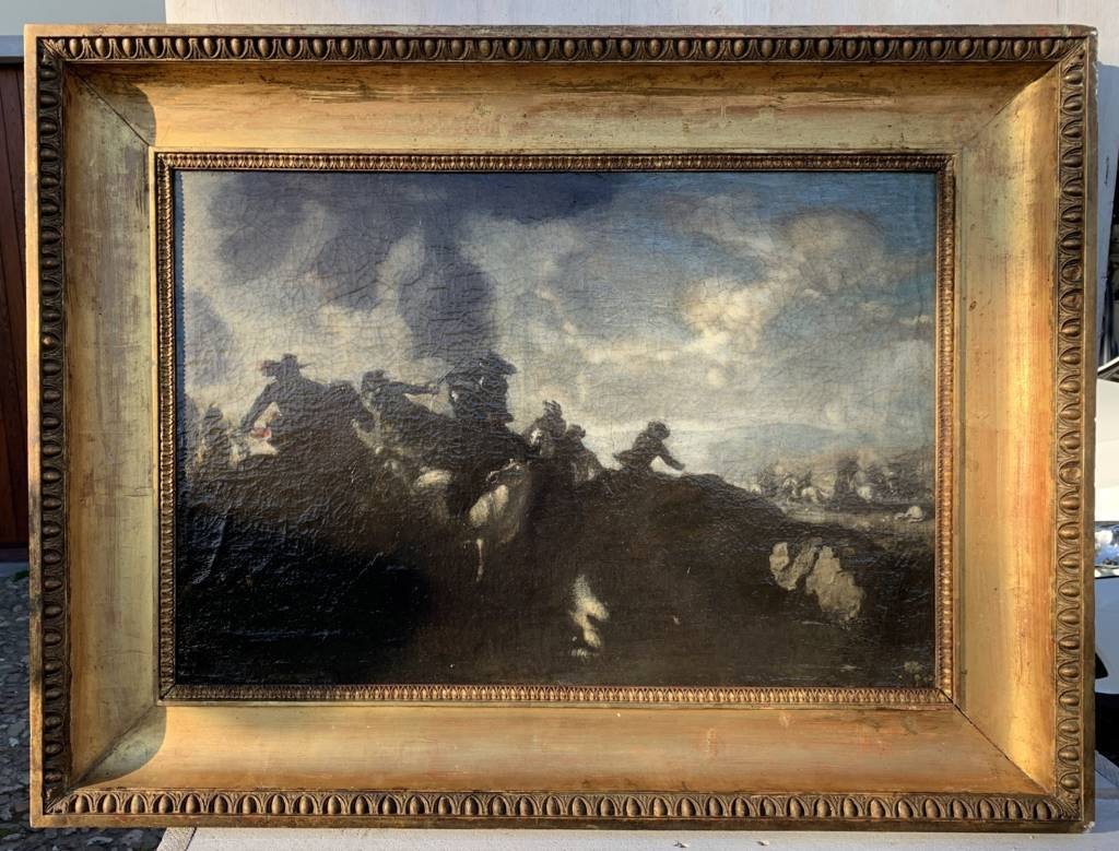 Cerchia di Jacques Courtois, detto il Borgognone (XVII sec.) - Battaglia cavalleresca.-photo-4