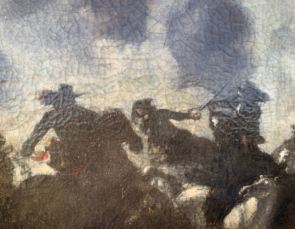 Cerchia di Jacques Courtois, detto il Borgognone (XVII sec.) - Battaglia cavalleresca.-photo-1