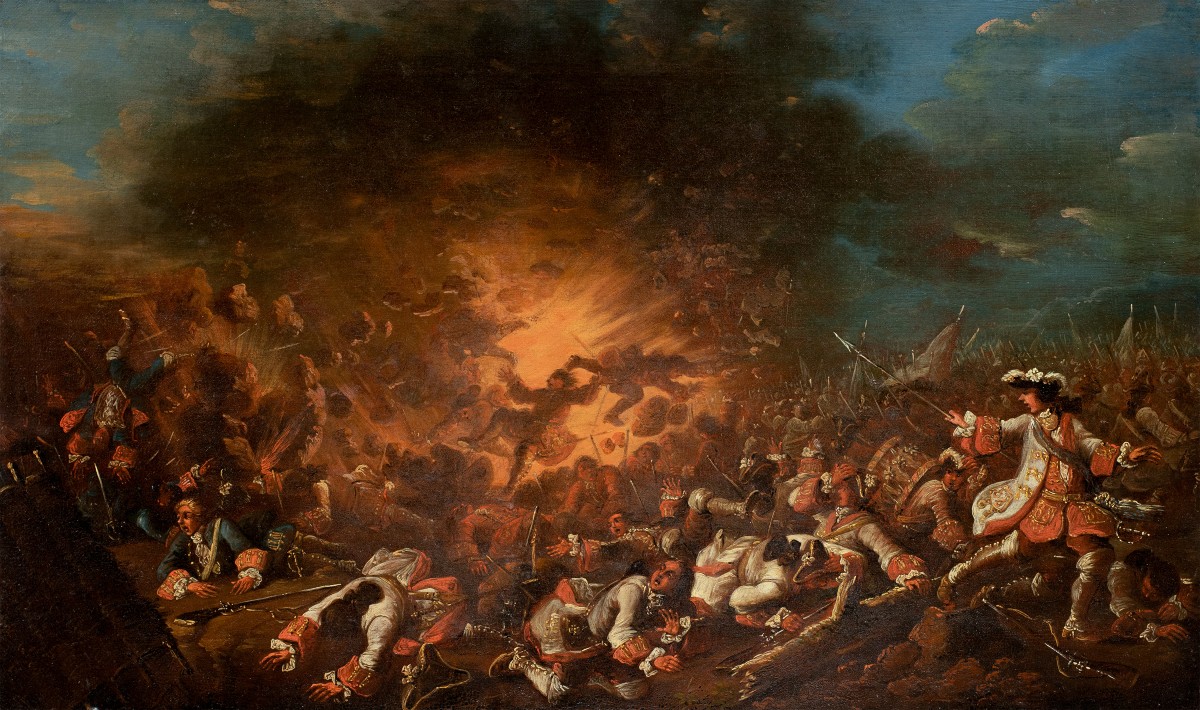 Christian Ludwig Freiherr von Löwenstern (XVIII sec.) - Scontro tra fanterie con un'esplosione.