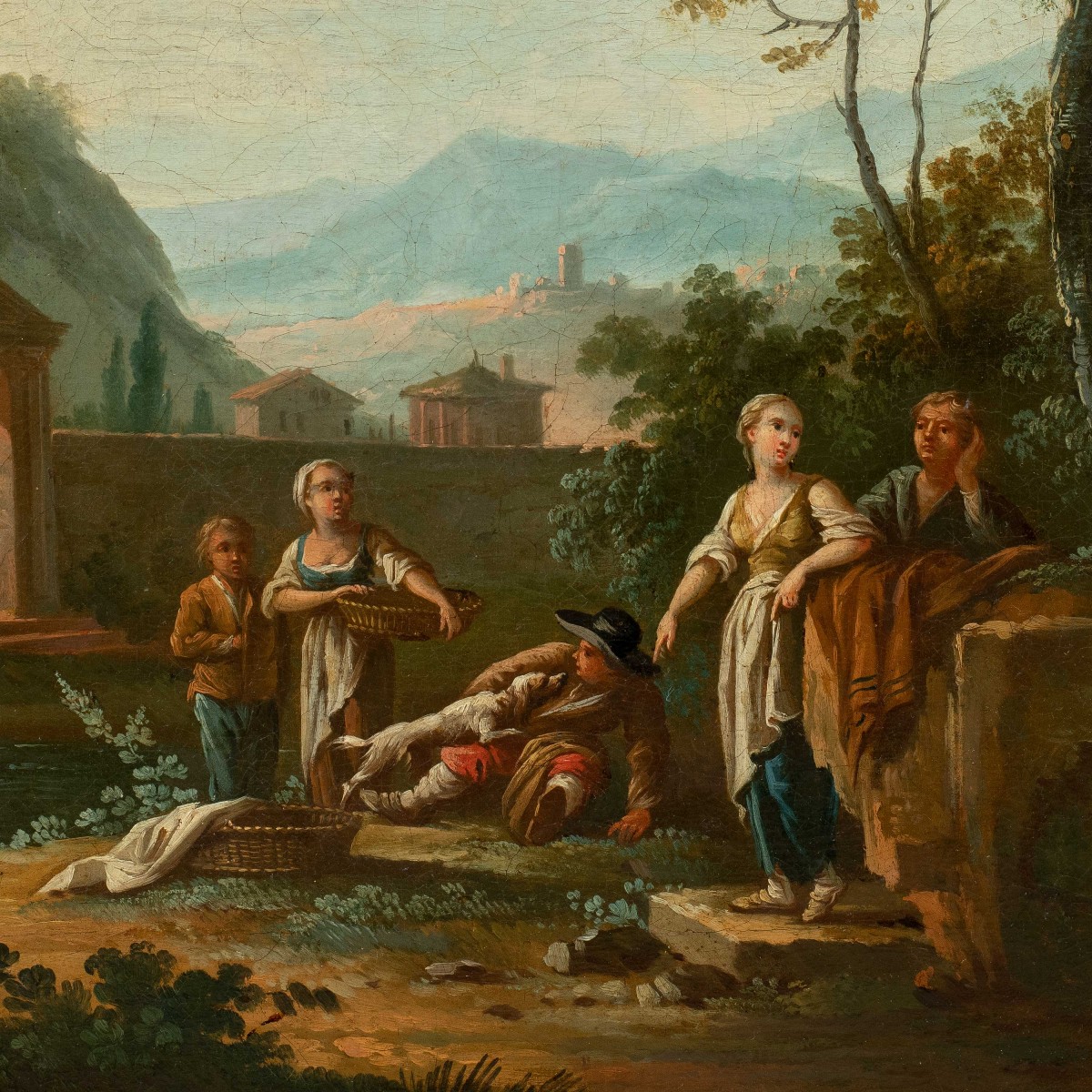 Jean Baptiste Caudot (Nancy 1682 - Nancy 1757) - Paesaggio arcadico con figure in sosta.-photo-2