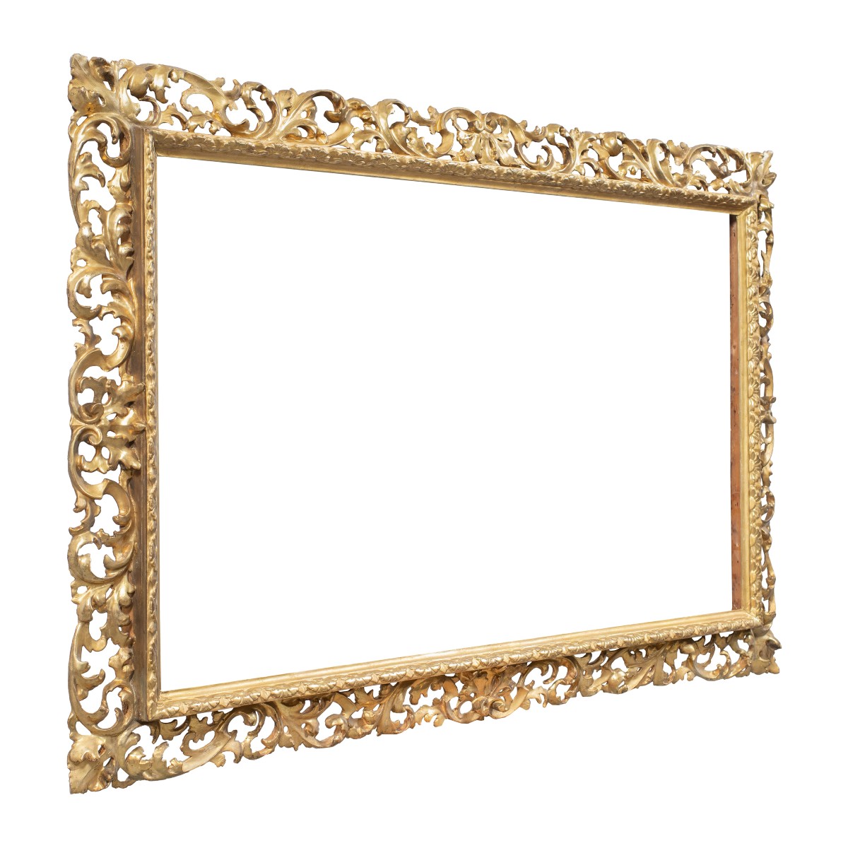 Cornice in legno intagliato e dorato. Toscana, XIX secolo.-photo-2