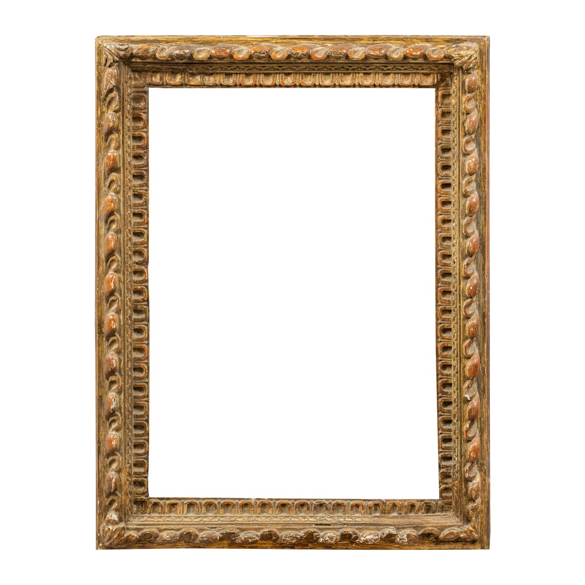 Cornice barocca in legno intagliato e dorato. Toscana, XVII secolo.