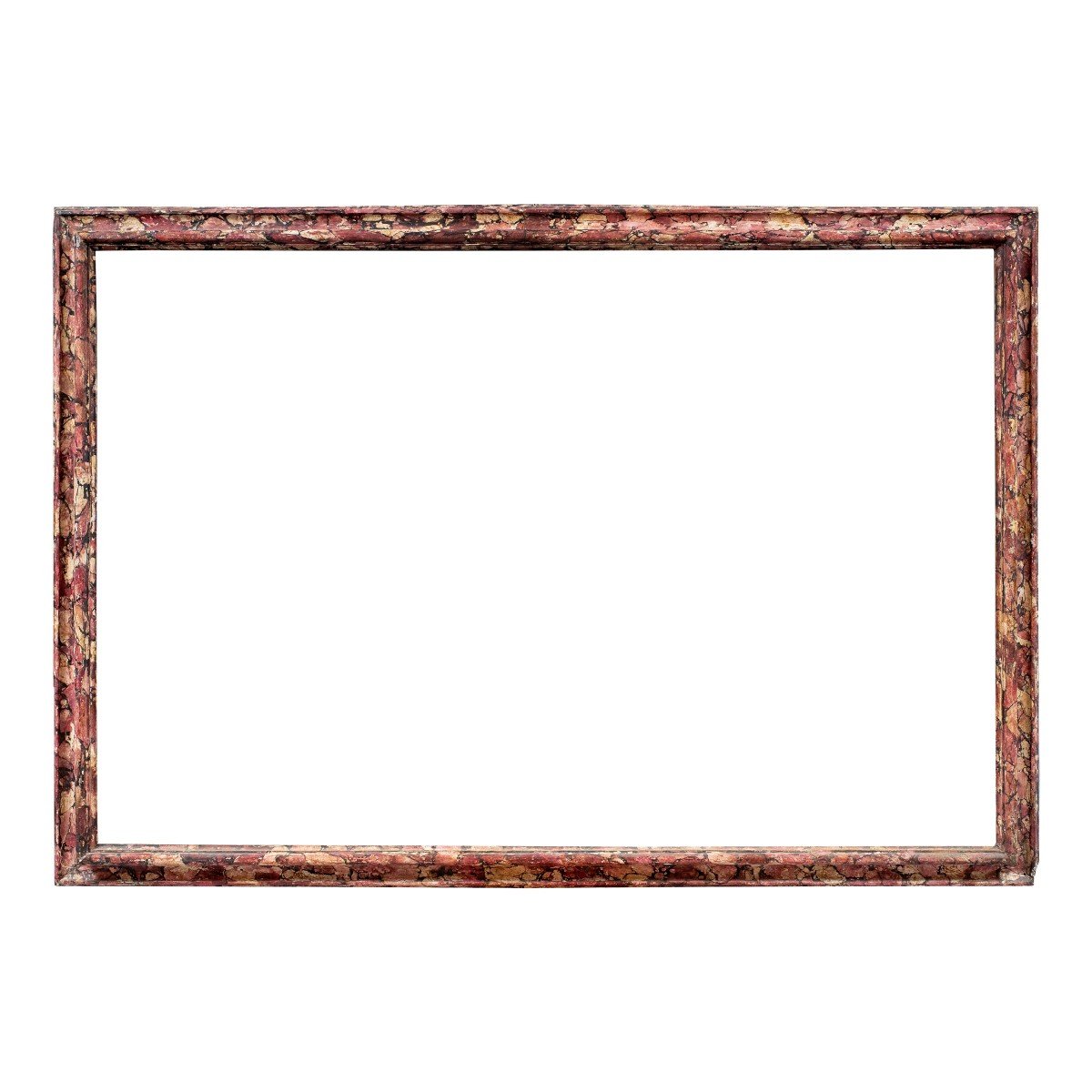 Cornice in legno laccato e dipinto a finto marmo. Italia, XVII secolo.