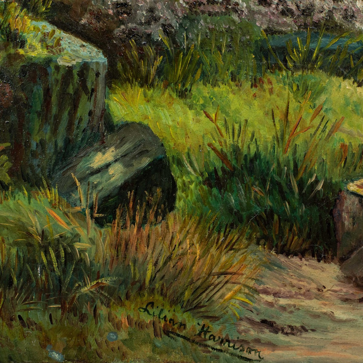 Lilian Harrison (British, XIX - XX sec.) - Tori delle Highlands in un paesaggio lacustre-photo-3