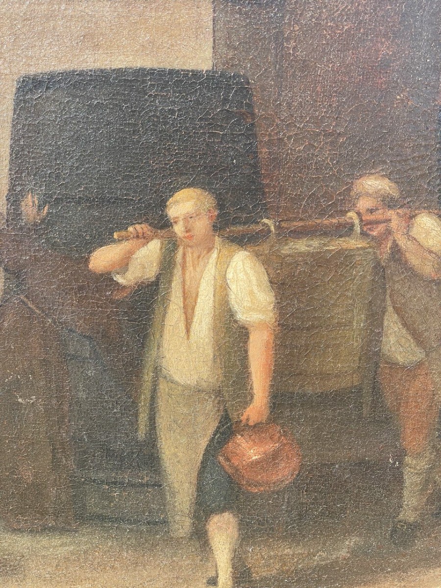 Pittore italiano (XVIII secolo) - Interno di cantina durante la vendemmia. -photo-1