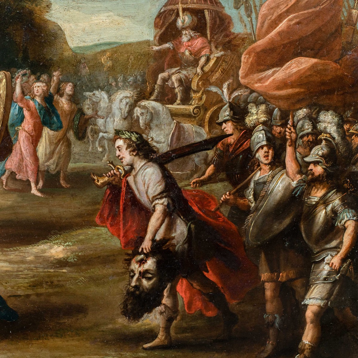 Pauwels Casteels (Anversa 1625 ca. - 1697) - Trionfo di Davide. -photo-3