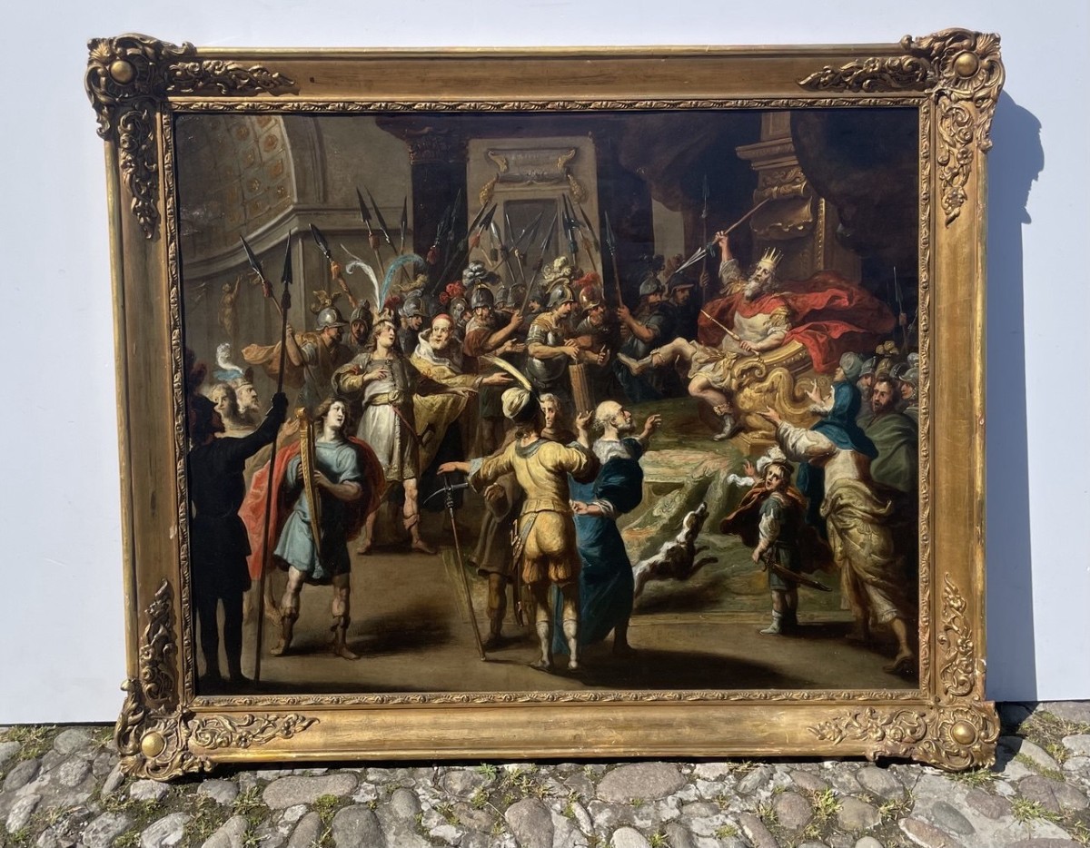 Pauwels Casteels (Anversa 1625 ca. - 1697) - Davide davanti a re Saul.-photo-1