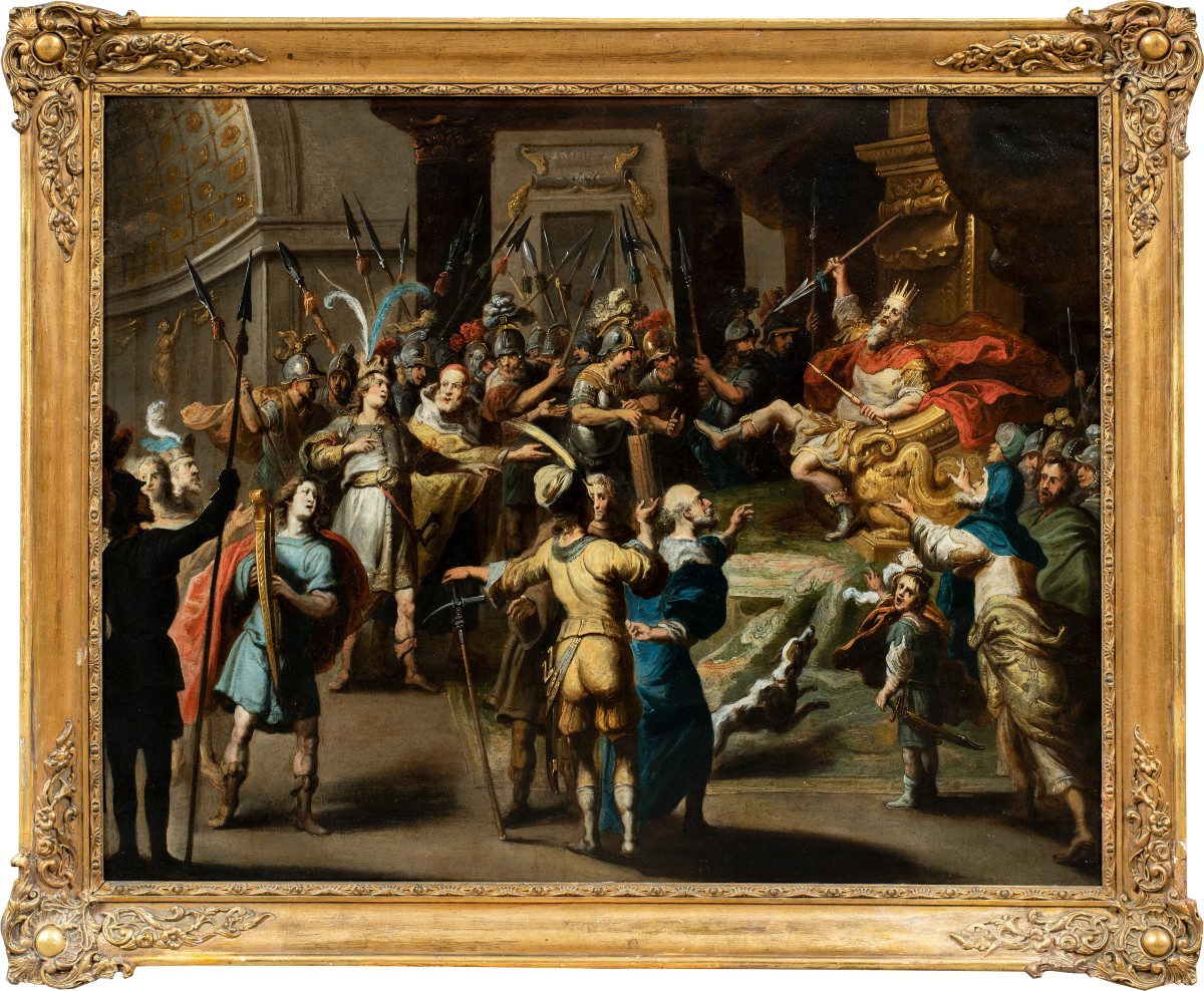 Pauwels Casteels (Anversa 1625 ca. - 1697) - Davide davanti a re Saul.