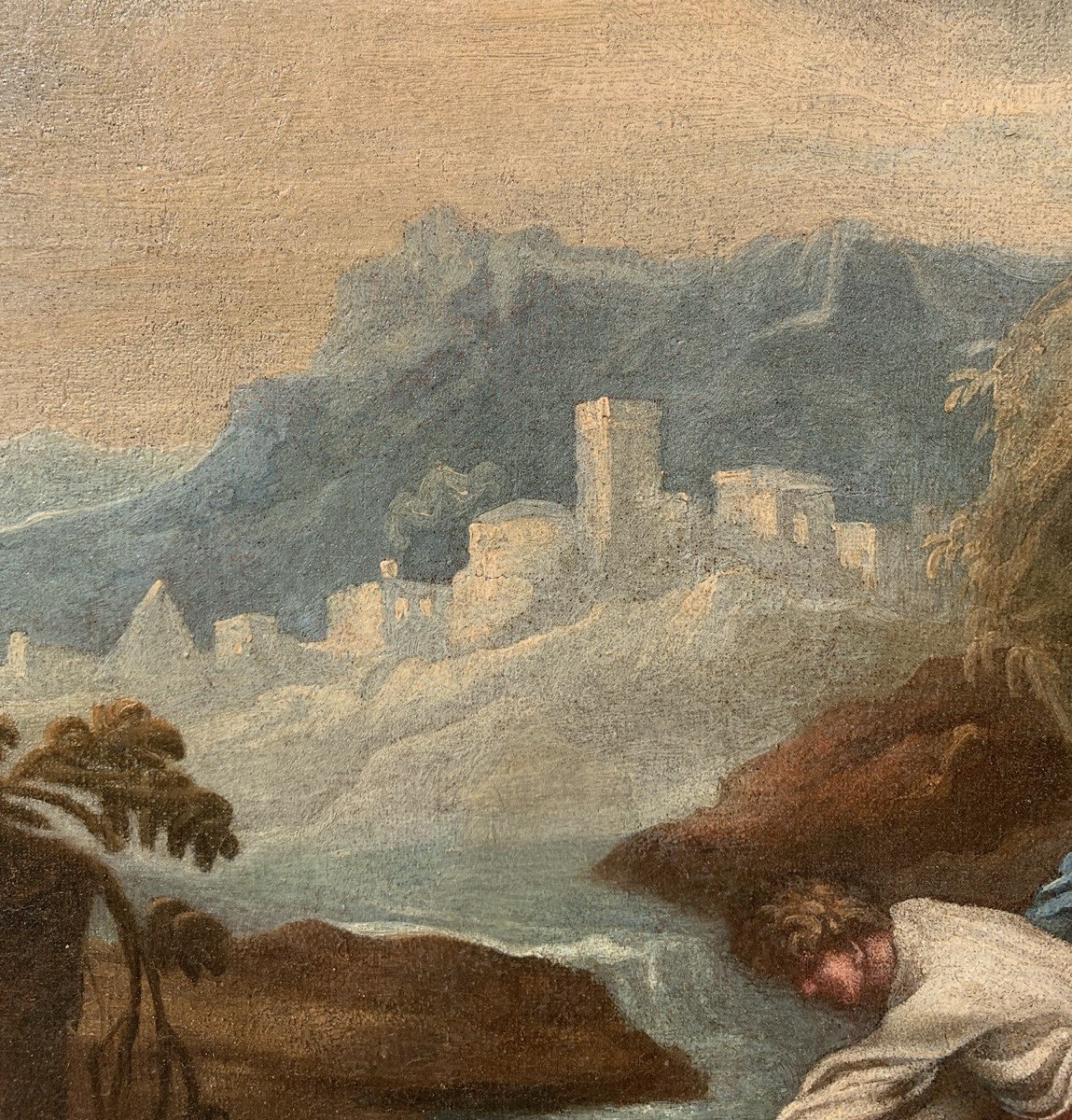 Attribuito a Bartolomeo Pedon (Venezia 1665 - Venezia 1732) - Paesaggio fluviale con pescatori.-photo-2