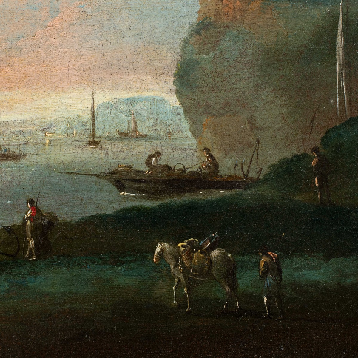 Giuseppe Bernardino Bison (XVIII) - Paesaggio fantastico con cittadella e statua equestre.-photo-3