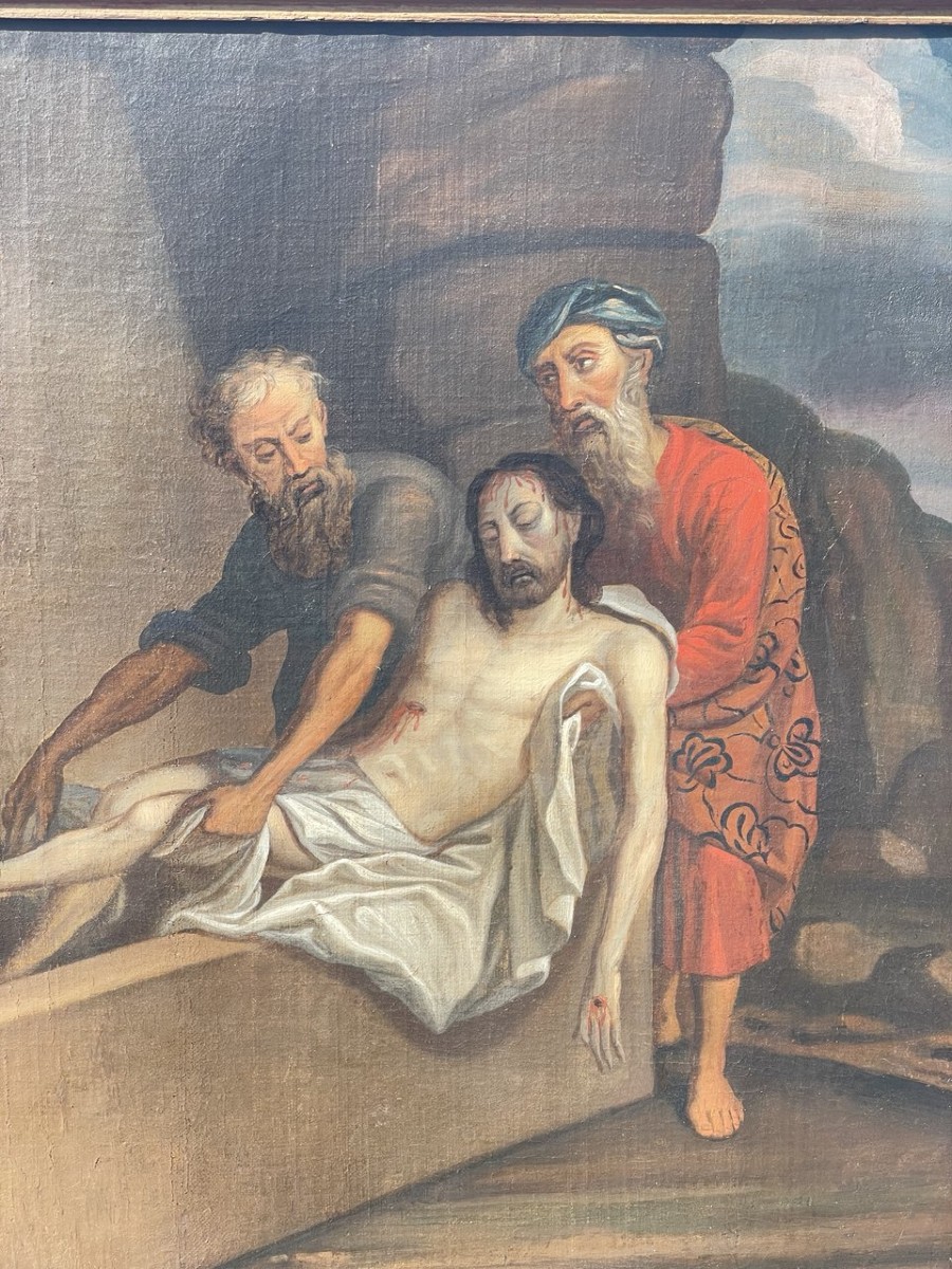 Pittore italiano (XVII secolo) - Deposizione nel sepolcro.-photo-1