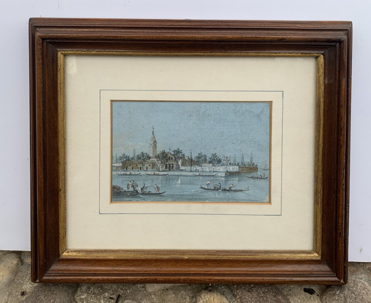 Giacomo Guardi (Venezia 1764 - 1835) - Venezia, veduta dell'isola di S. Francesco del Deserto.-photo-1