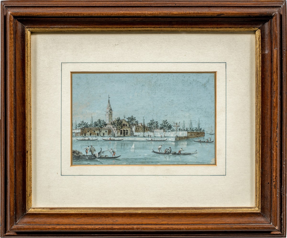 Giacomo Guardi (Venezia 1764 - 1835) - Venezia, veduta dell'isola di S. Francesco del Deserto.