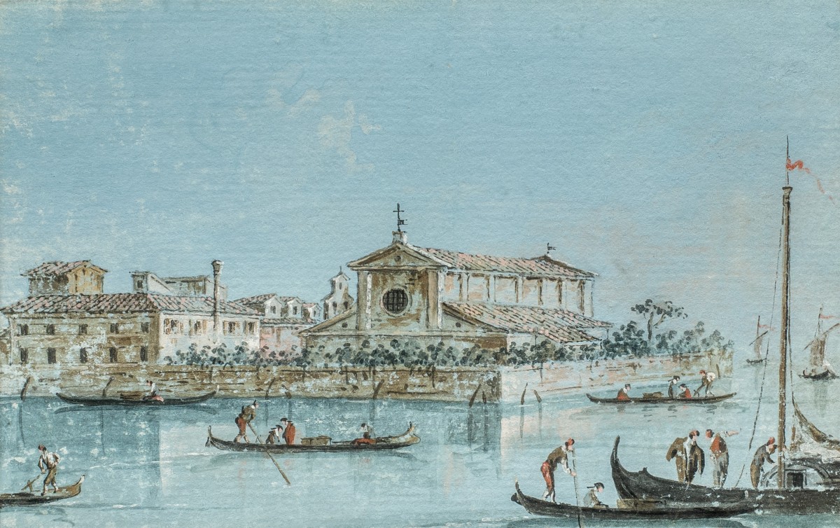 Giacomo Guardi (Venezia 1764 - 1835) - Venezia, veduta dell'isola di S. Lazzaro degli Armeni.-photo-2