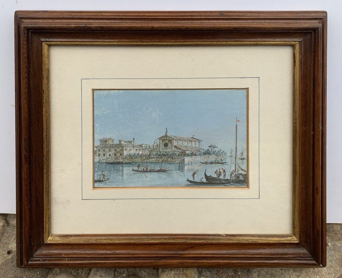 Giacomo Guardi (Venezia 1764 - 1835) - Venezia, veduta dell'isola di S. Lazzaro degli Armeni.-photo-1