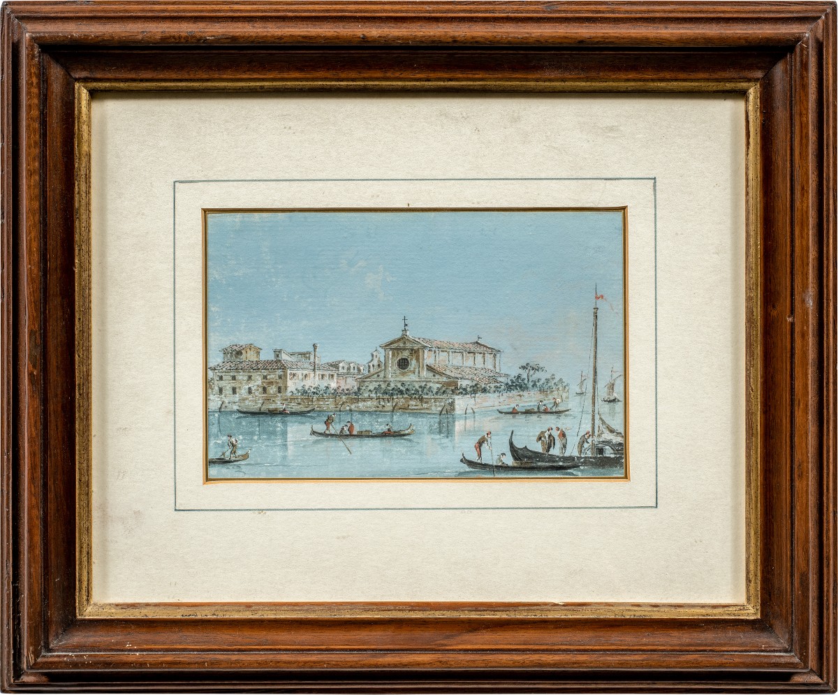 Giacomo Guardi (Venezia 1764 - 1835) - Venezia, veduta dell'isola di S. Lazzaro degli Armeni.