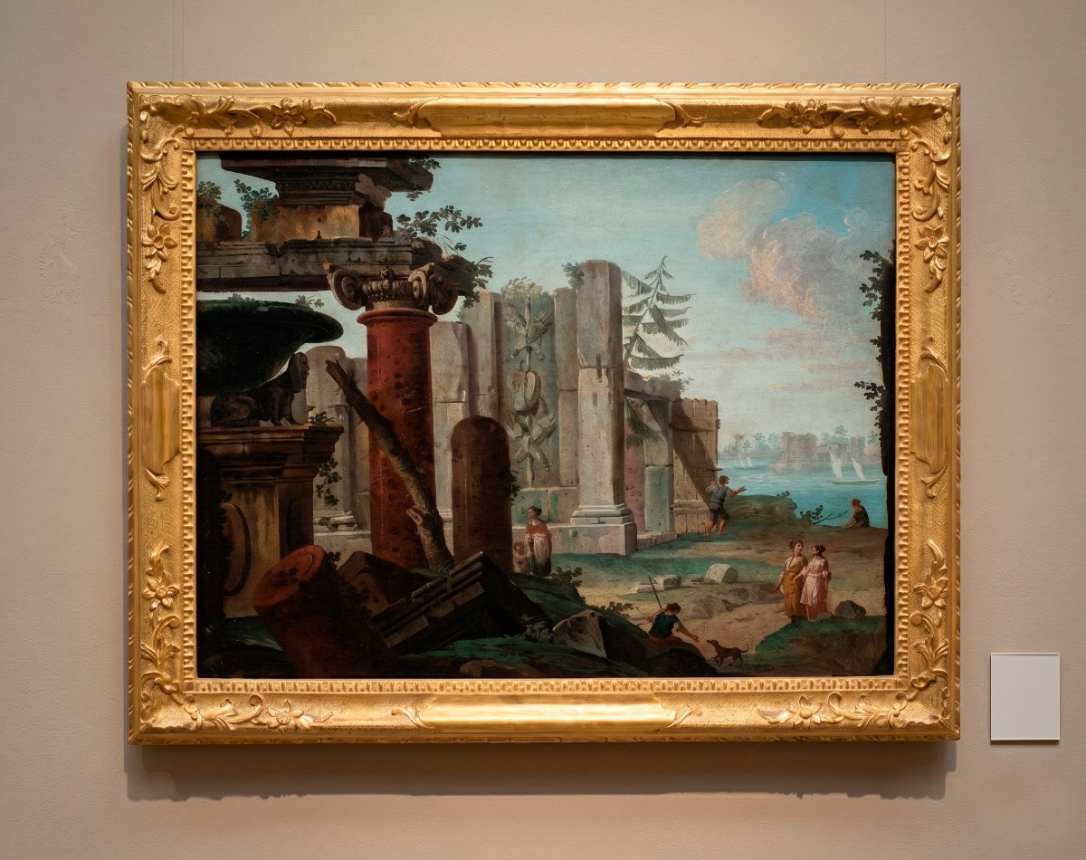 Antonio Joli (Modena 1700 - Napoli 1777) - Capriccio architettonico con rovine e figure.-photo-4