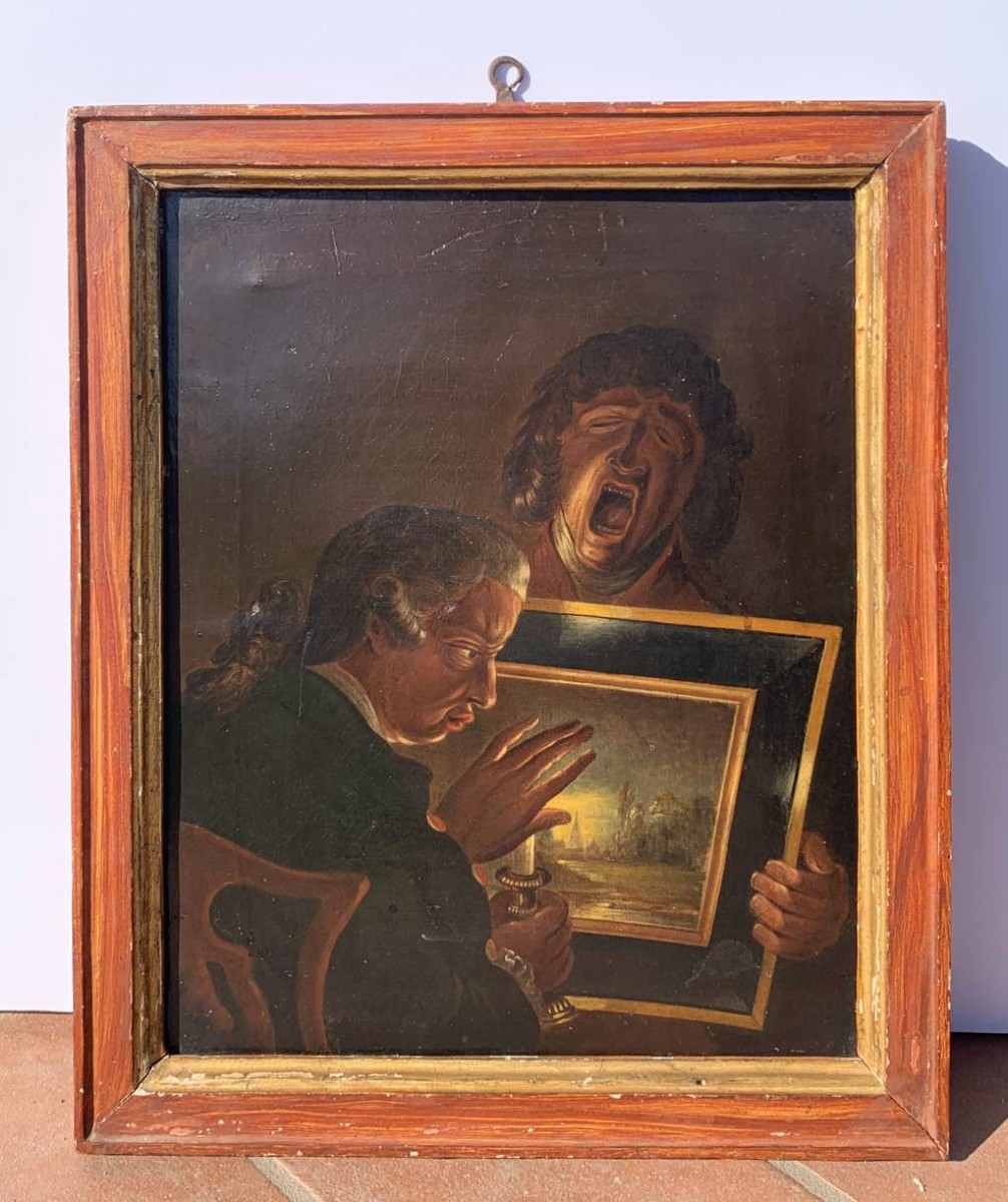 Pittore inglese (fine XVIII sec.) - The Connoisseur and Tired Boy.-photo-1