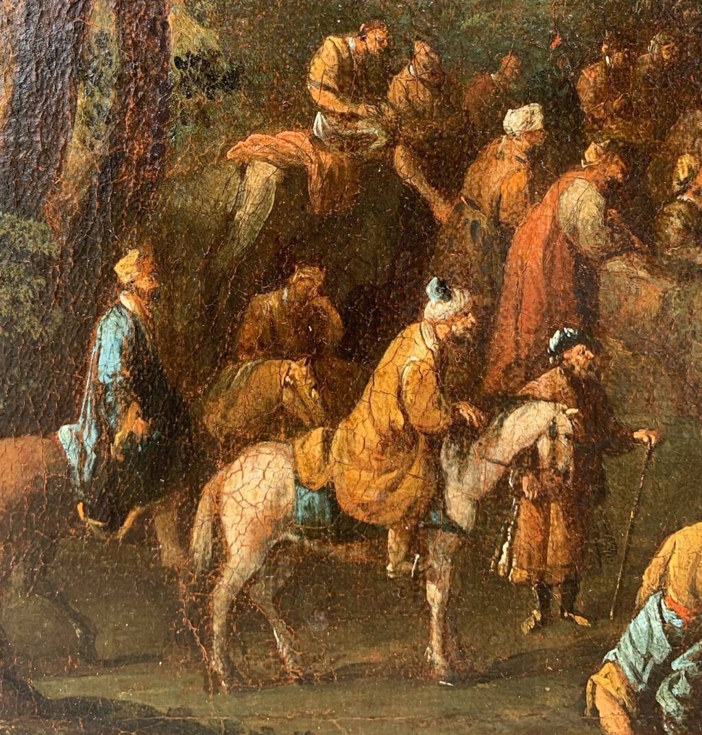 Maestro fiammingo attivo in Italia (XVII) - Predica di S. Giovanni Battista in un paesaggio.-photo-3