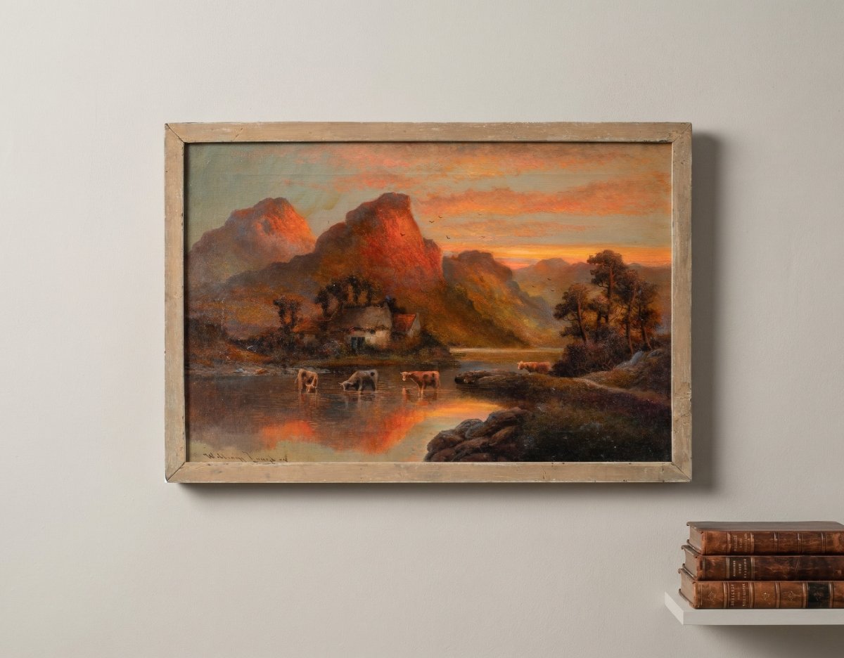 William Langton (British, fine XIX secolo) - Lago al tramonto.-photo-4