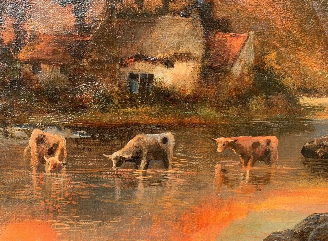 William Langton (British, fine XIX secolo) - Lago al tramonto.-photo-2