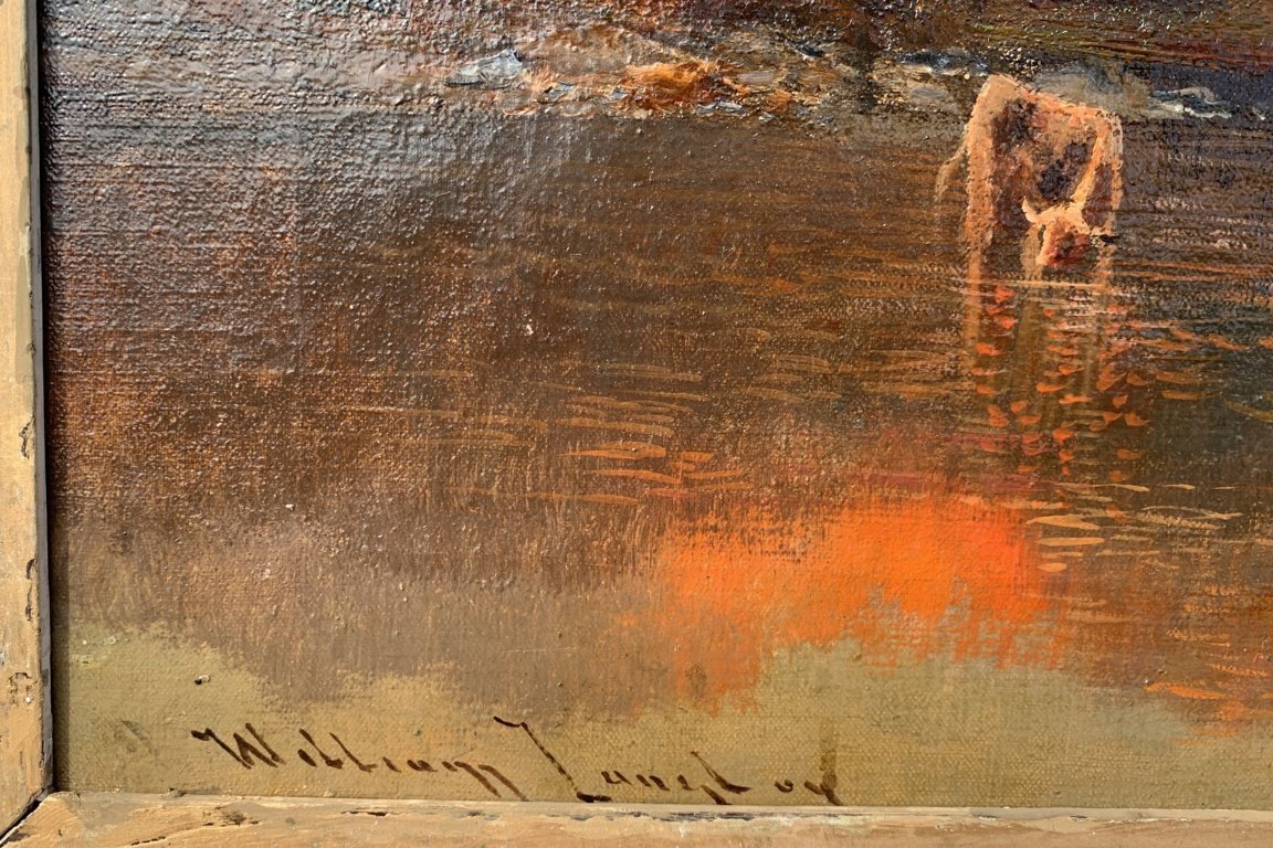 William Langton (British, fine XIX secolo) - Lago al tramonto.-photo-3