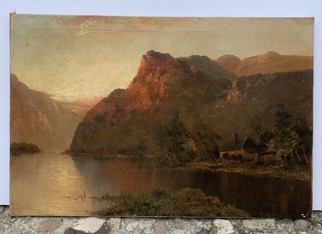 John MacWhirter RA (Slateford, Edimburgo 1839-Londra 1911) — Veduta di Loch Lomond al tramonto.-photo-1