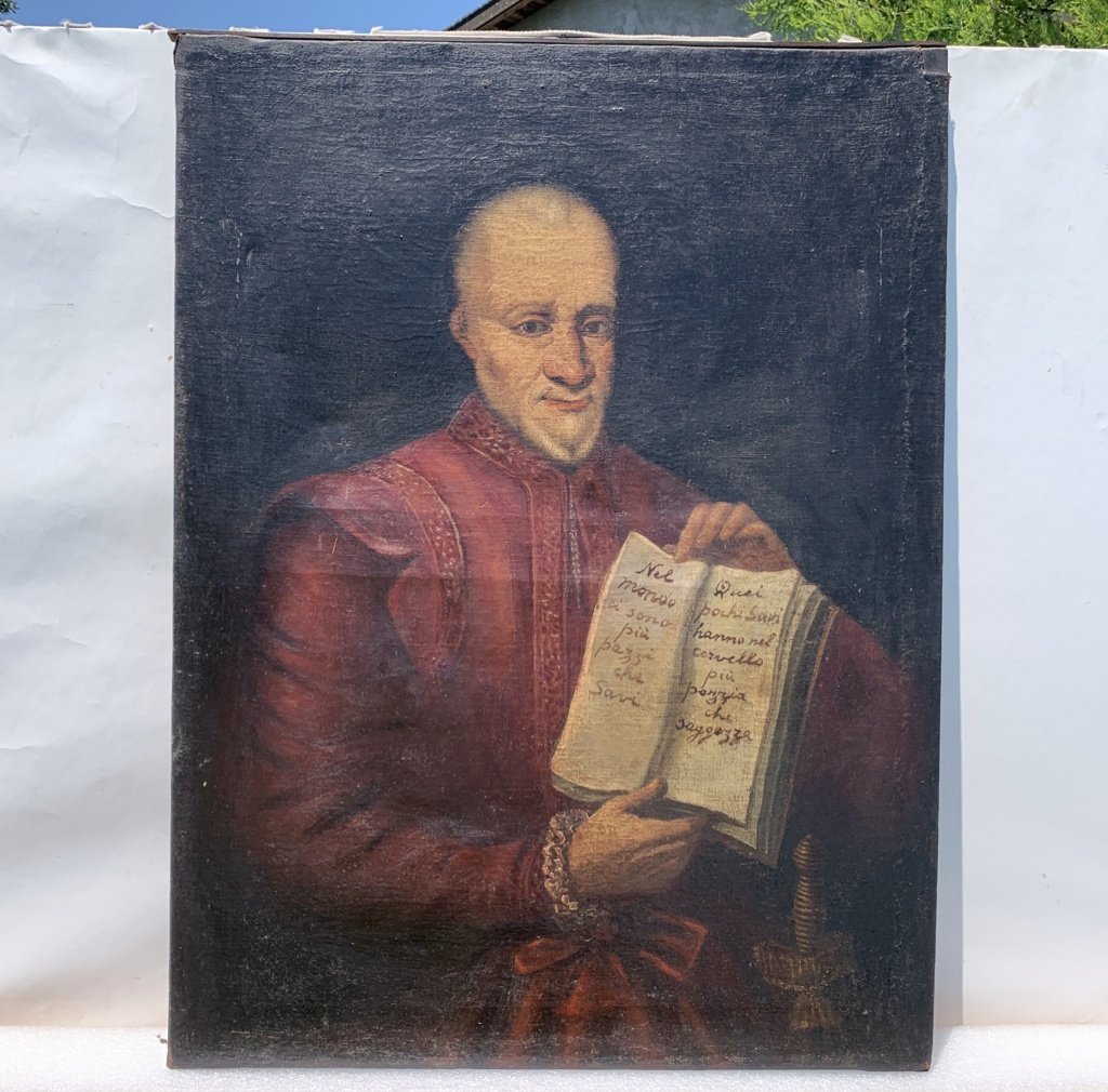 Pittore italiano (seconda metà XVIII secolo) - Ritratto di anziano con aforisma.-photo-1