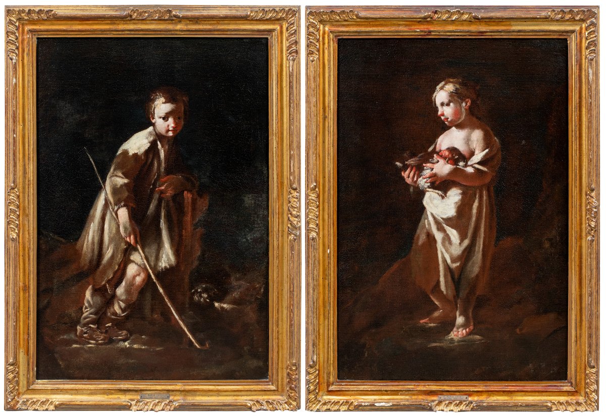 Giuseppe Maria Crespi detto lo Spagnoletto (Bologna 1665 - Bologna 1747) - Coppia di fanciulli.