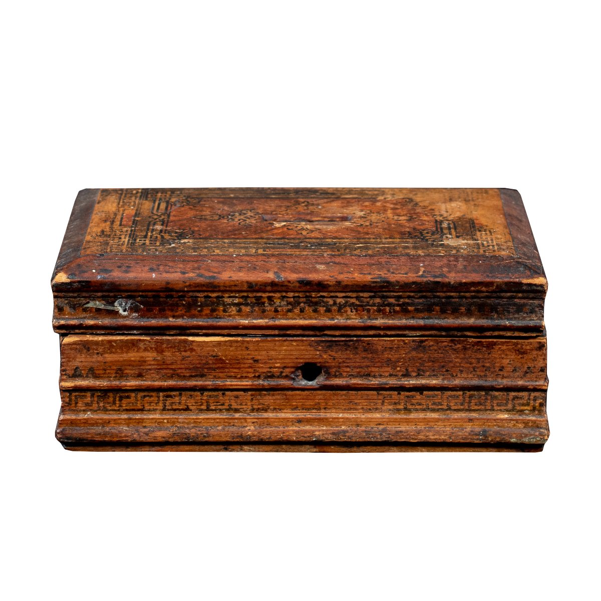 Cassettina portamonete in legno con decorazioni applicate. Italia, XIX secolo.-photo-2