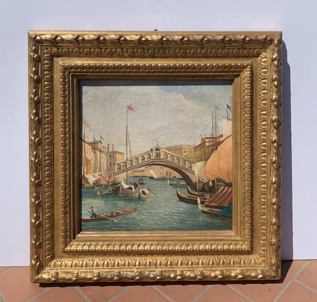 Pittore veneziano (XIX secolo) - Venezia, veduta del Ponte di Rialto da sud.-photo-4