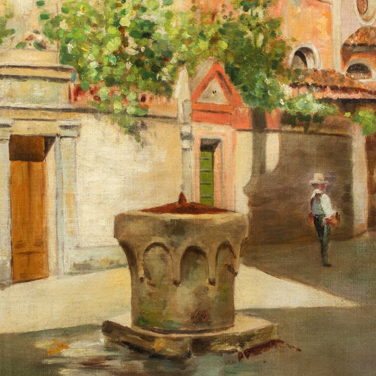Pittore veneziano (XIX sec.) - Venezia, veduta del Campiello delle Chiovere.-photo-2