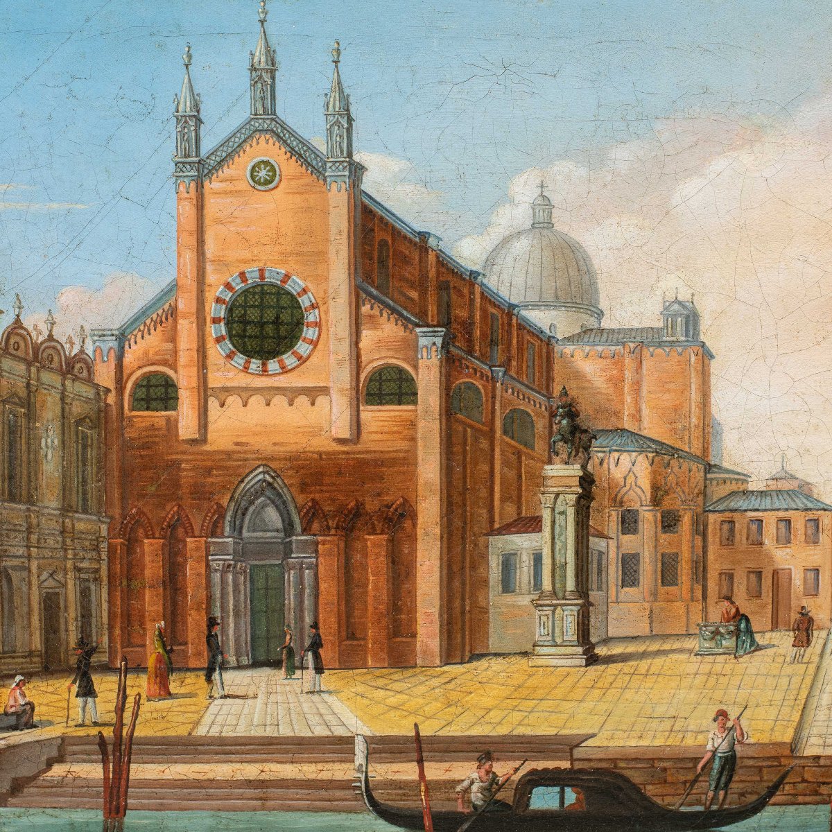 Pittore veneziano (XIX sec.) - Venezia, veduta del campo Santi Giovanni e Paolo.-photo-2