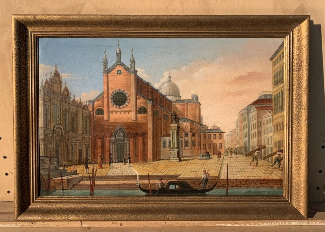 Pittore veneziano (XIX sec.) - Venezia, veduta del campo Santi Giovanni e Paolo.-photo-4