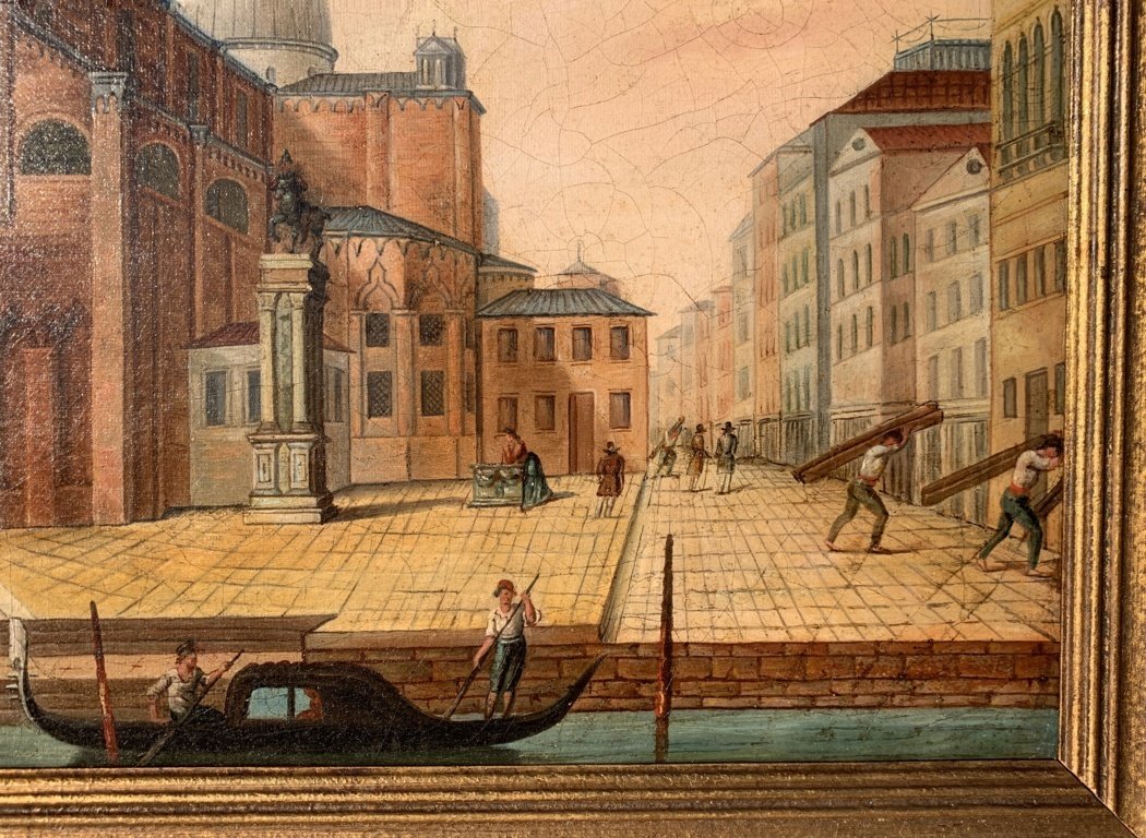 Pittore veneziano (XIX sec.) - Venezia, veduta del campo Santi Giovanni e Paolo.-photo-1