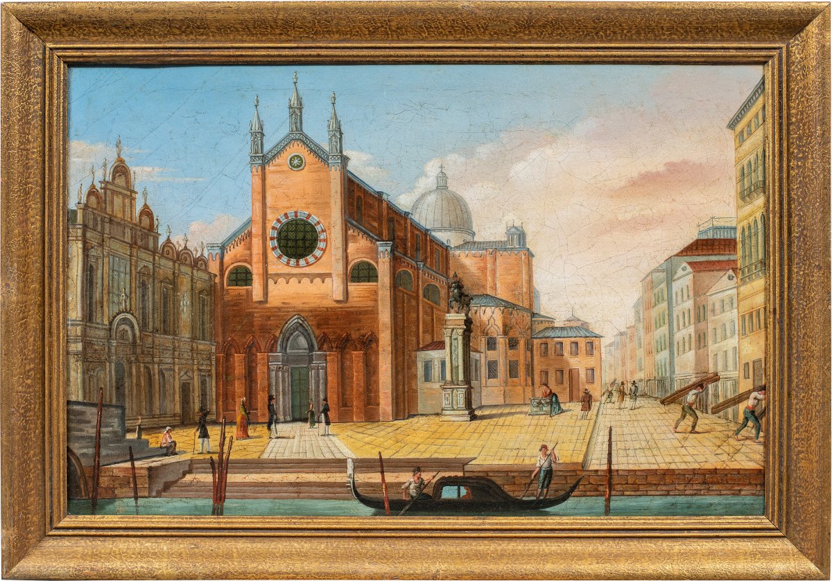 Pittore veneziano (XIX sec.) - Venezia, veduta del campo Santi Giovanni e Paolo.