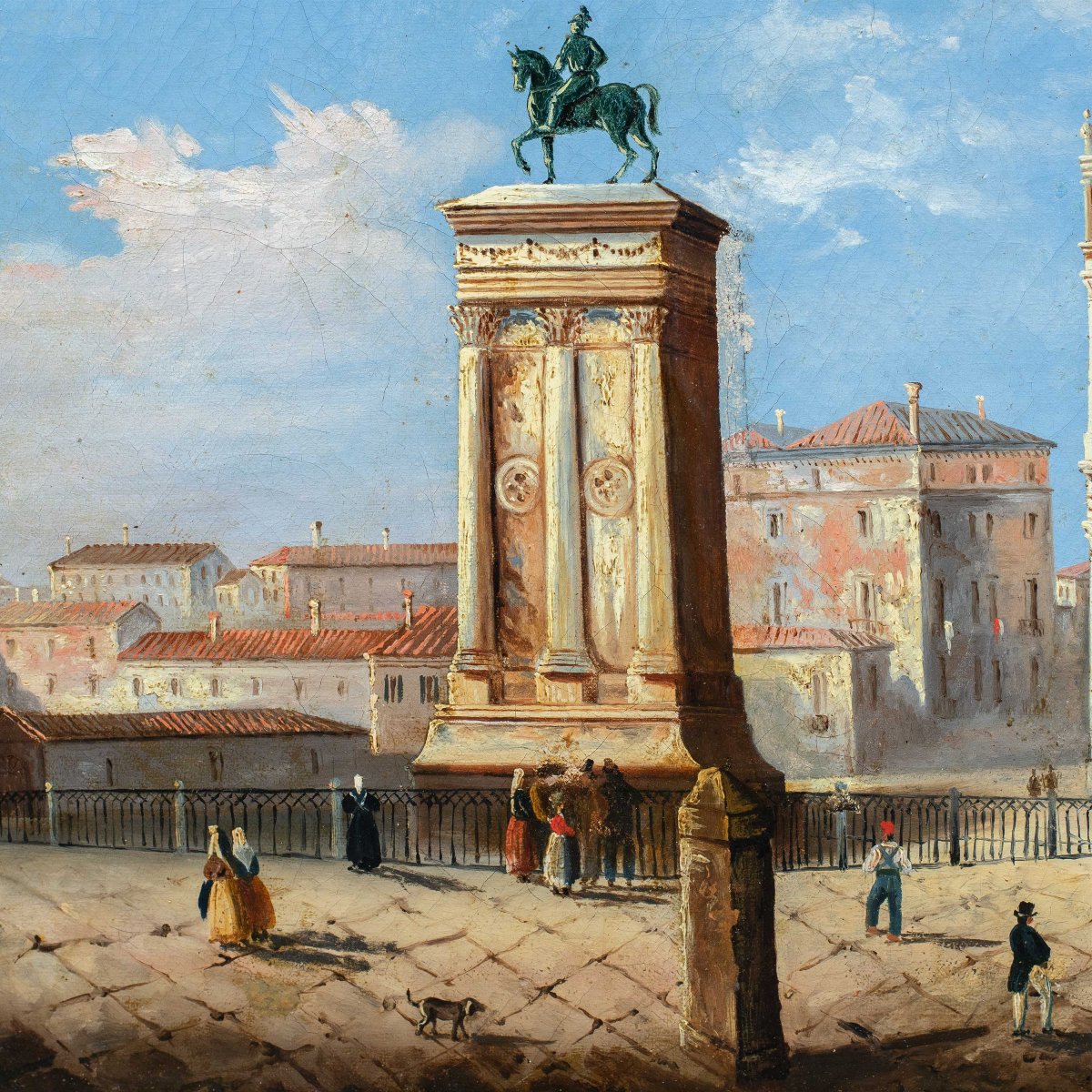 Pittore veneziano (XIX sec.) - Venezia, veduta del campo Santi Giovanni e Paolo.-photo-2