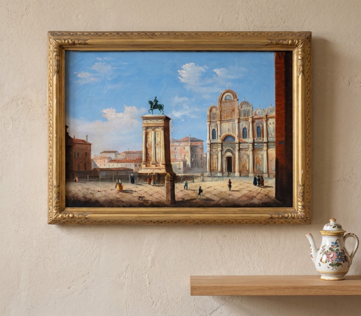 Pittore veneziano (XIX sec.) - Venezia, veduta del campo Santi Giovanni e Paolo.-photo-4