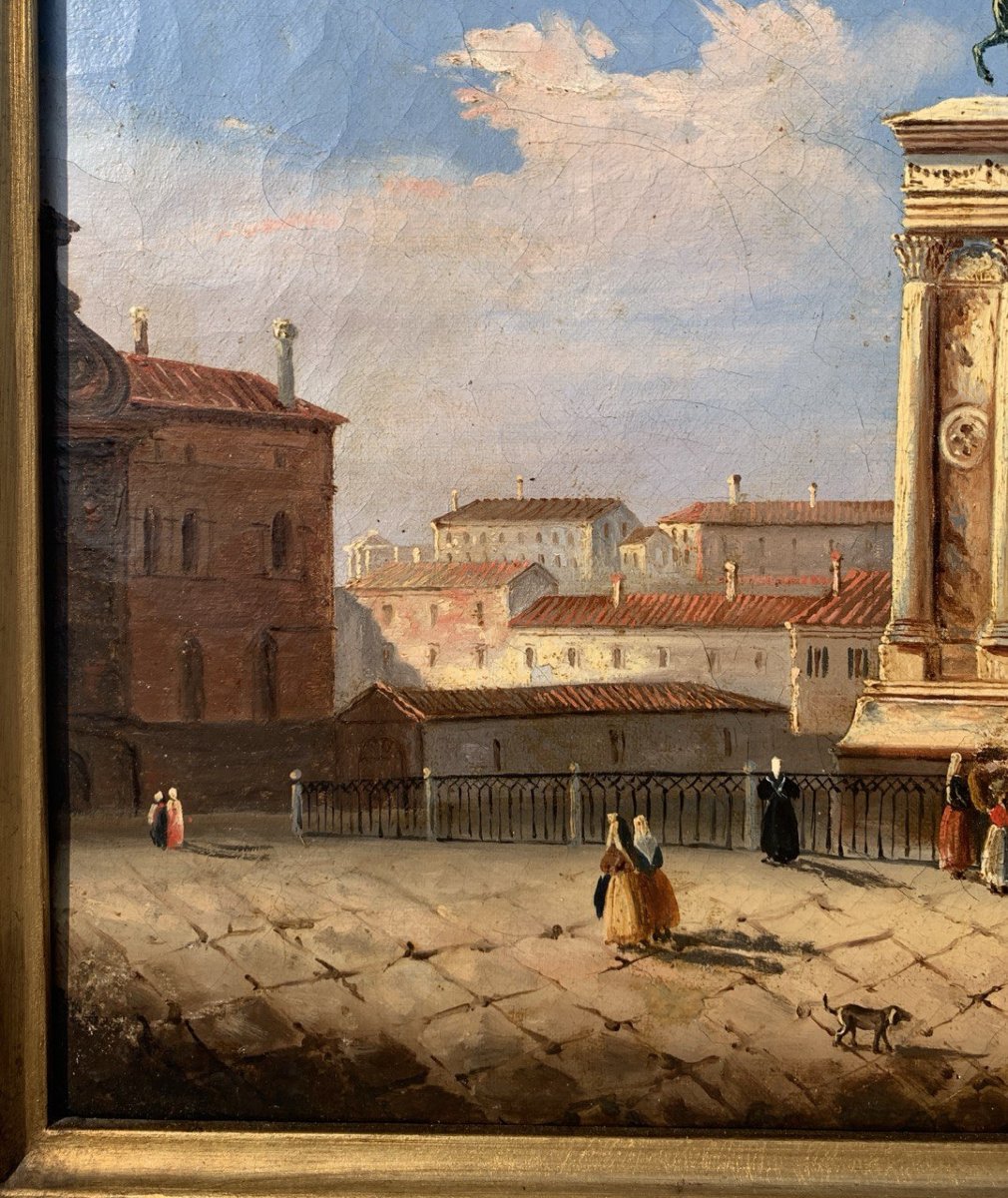 Pittore veneziano (XIX sec.) - Venezia, veduta del campo Santi Giovanni e Paolo.-photo-2