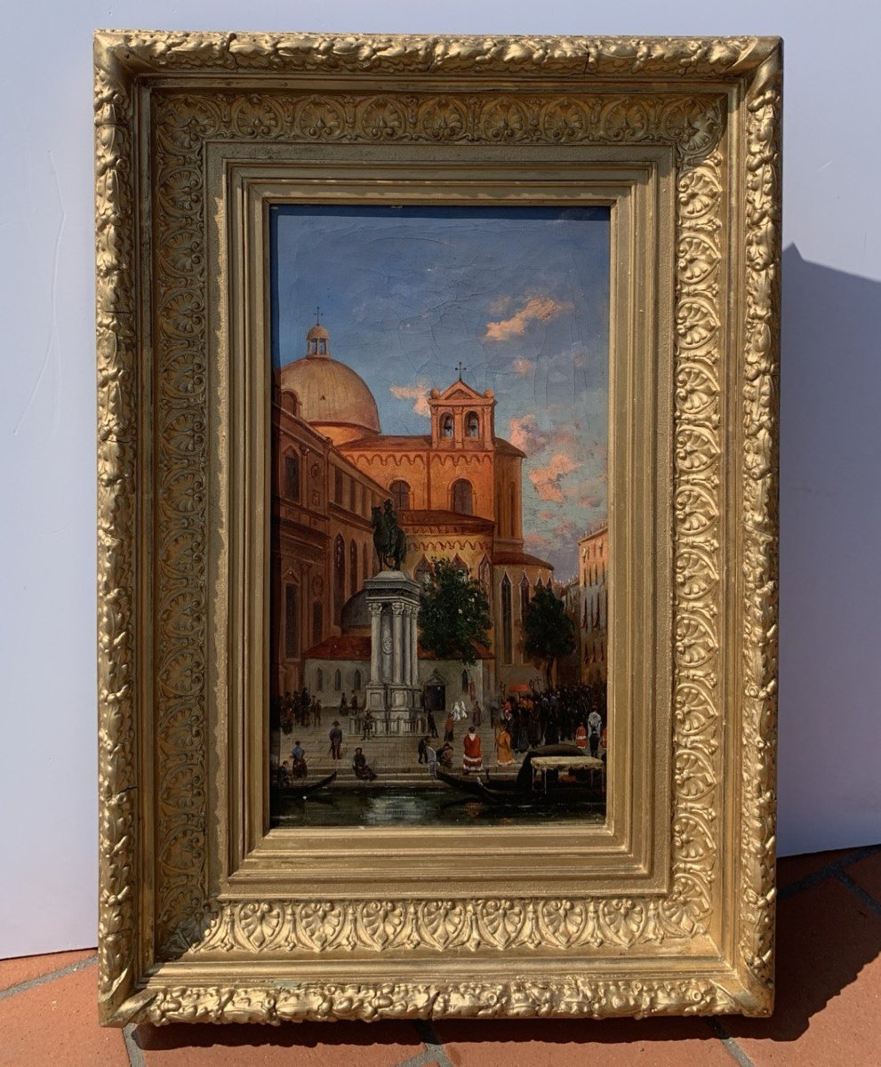 Pittore veneziano (seconda metà XIX secolo) - Venezia, veduta del campo SS. Giovanni e Paolo.-photo-4