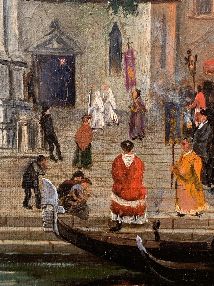 Pittore veneziano (seconda metà XIX secolo) - Venezia, veduta del campo SS. Giovanni e Paolo.-photo-2