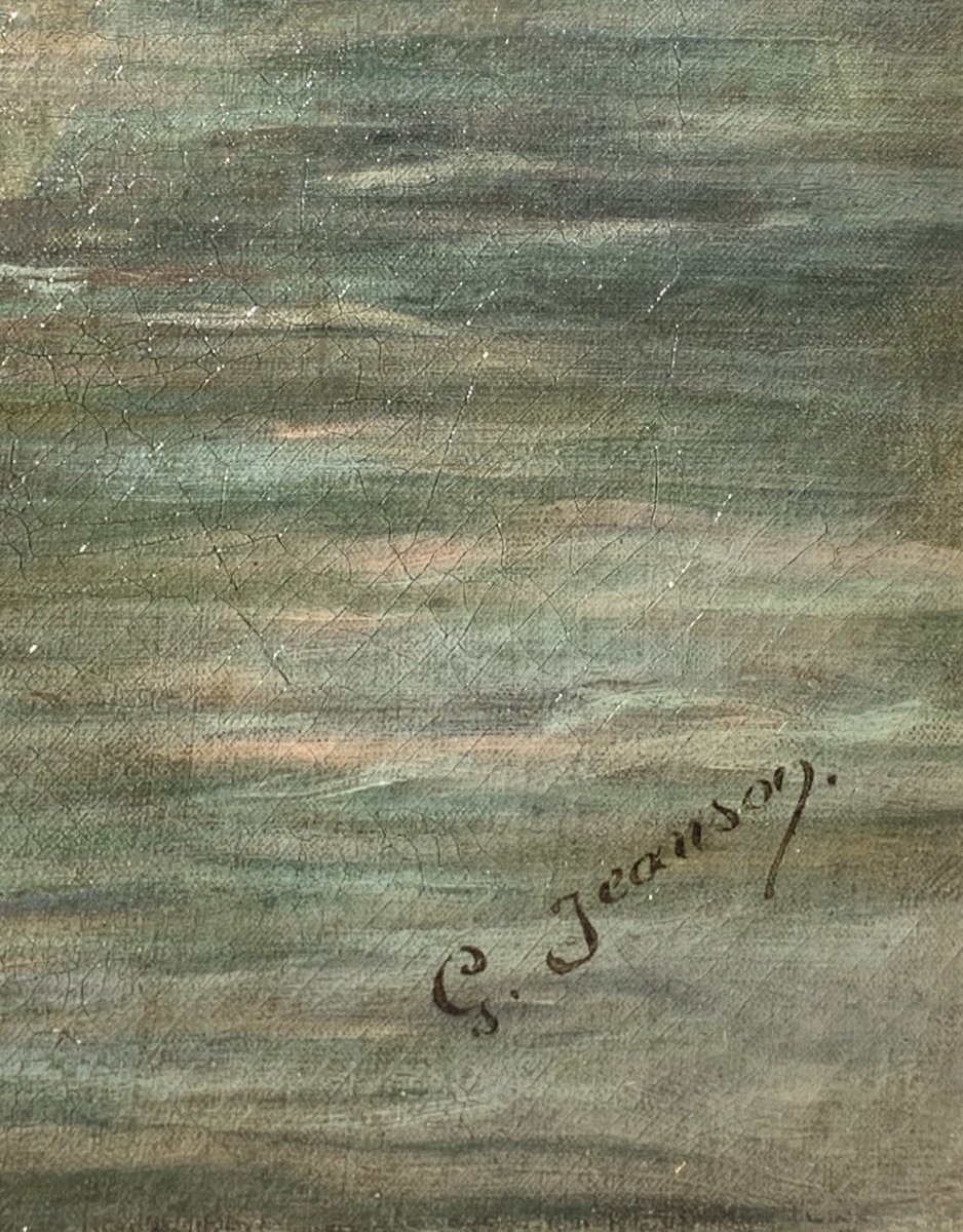 G. Jeanson (attivo a Venezia, XIX secolo) - Veduta della laguna di Venezia con gondola.-photo-2