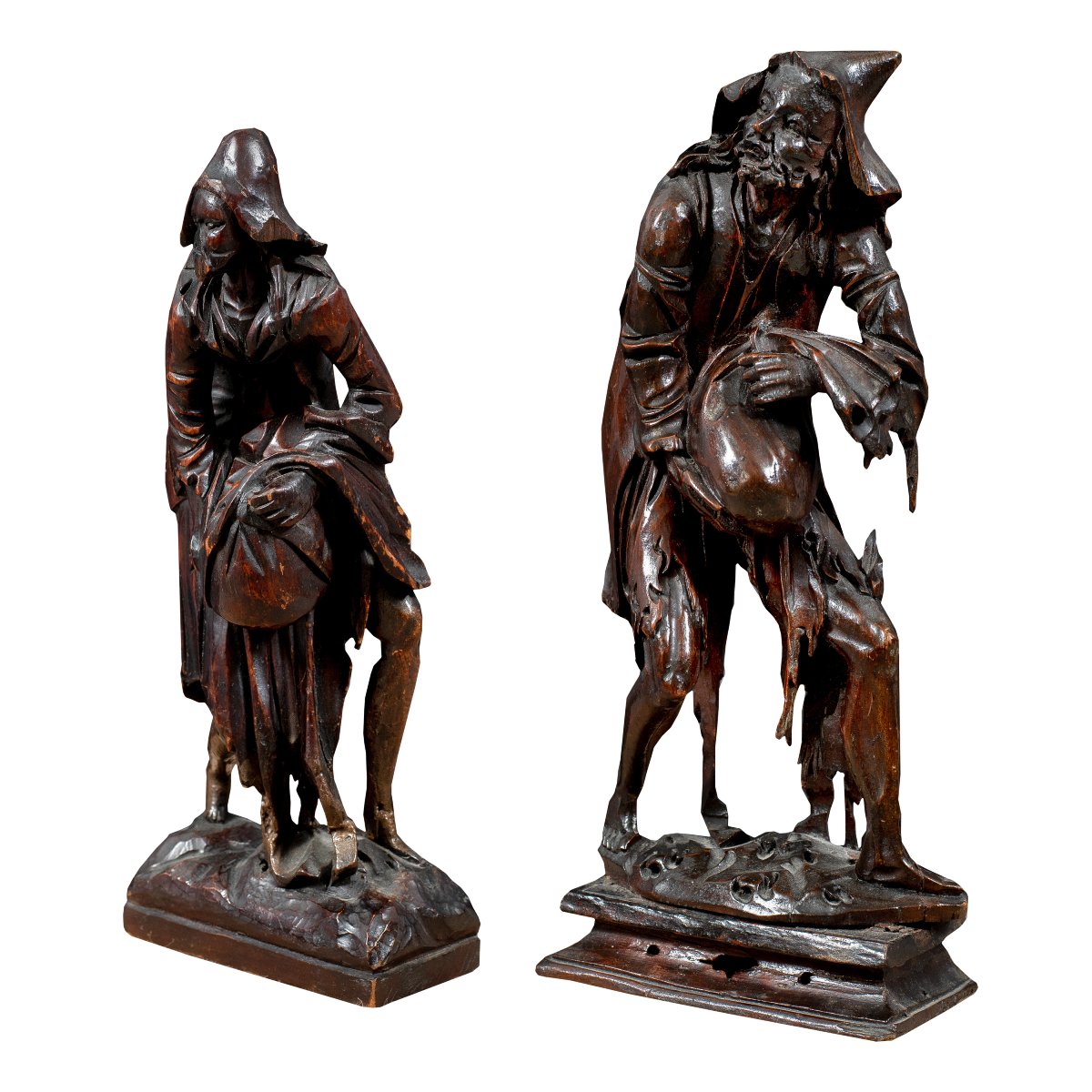 Scultore veneziano (XVIII secolo) - Due figure di pitocchi.-photo-2